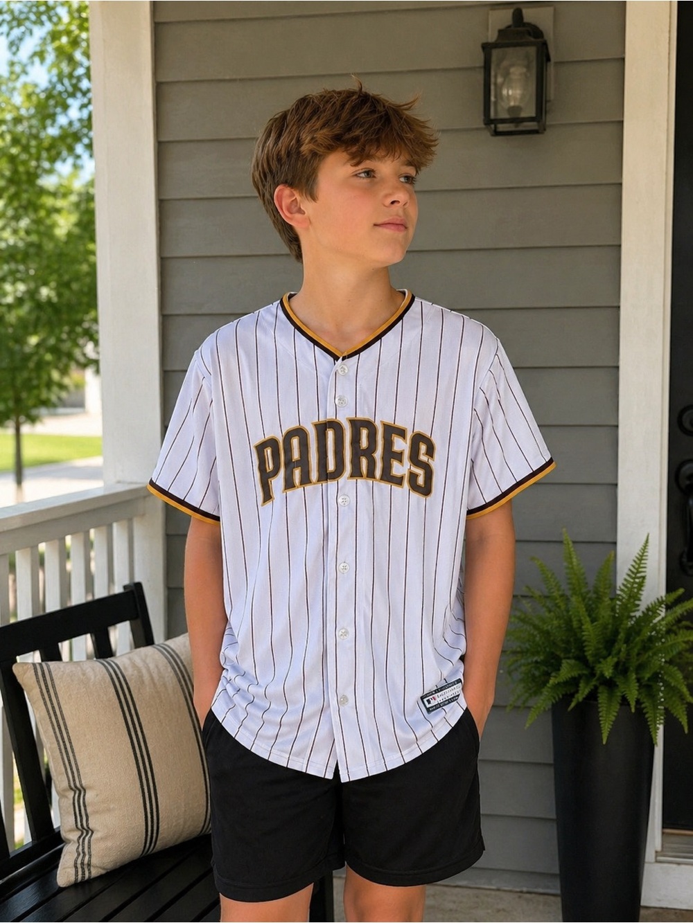 San Diego Padres Machado #13 Youth Large Jersey MLB Baseball White Pinstripe